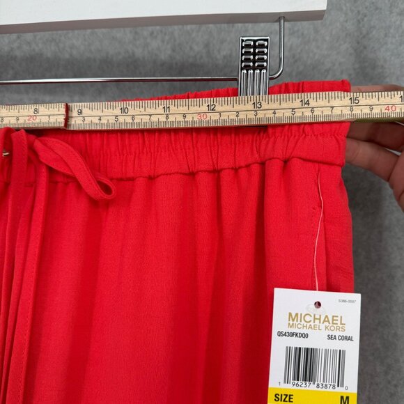 Michael Kors Womens Wide Leg Pant Size M Sea Coral Split Hem Flowy Beachy NEW - Picture 11 of 14